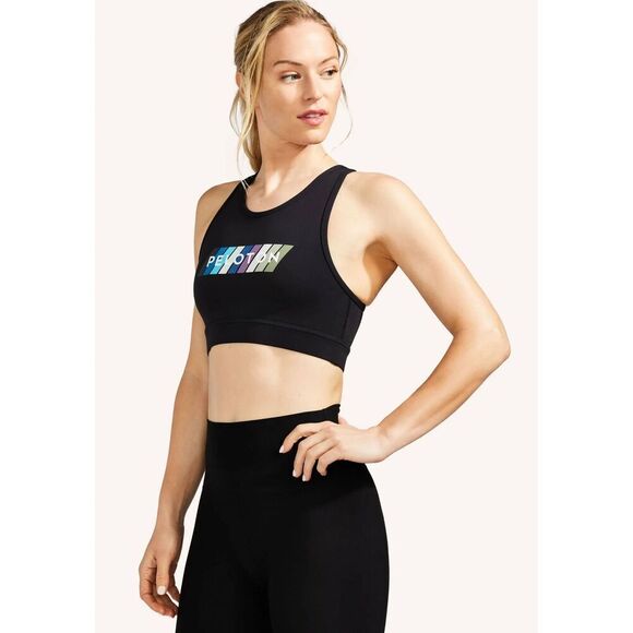 Peloton Sports Bra Black Racerback Pace High Neck Crop Top Tank M - Picture 1 of 12